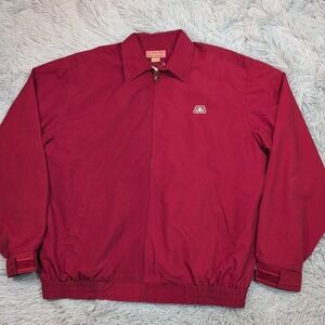 Vintage Pioneer Jacket Mens L Tall Red Windbreaker Farmer Seed Chore Pockets